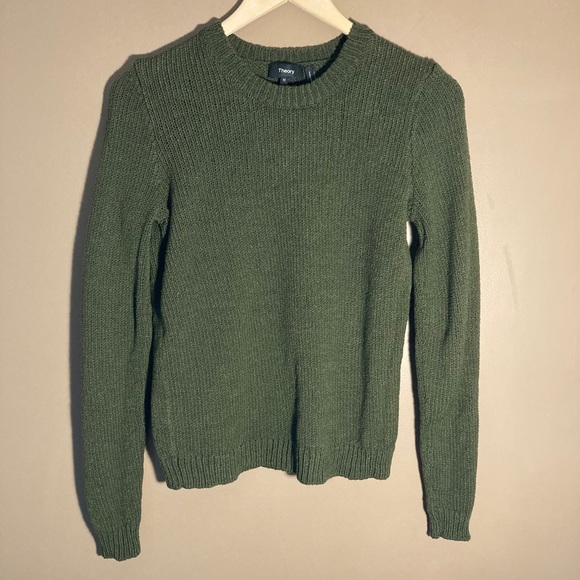 Theory army green merino wool sweater - Picture 2 of 9